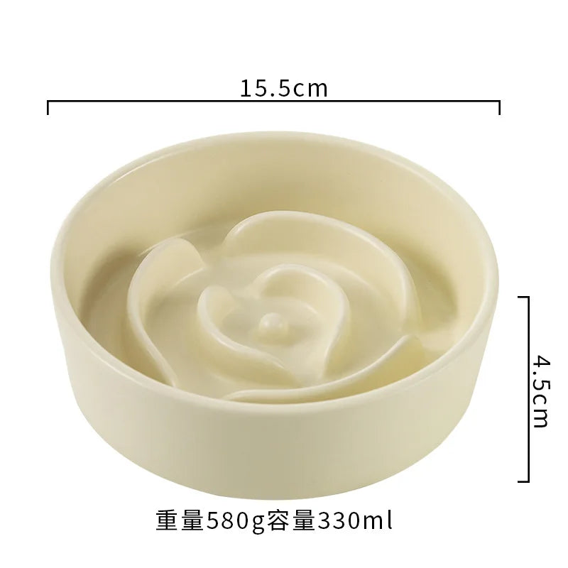 Ceramic Pet Cat Dog Bowl Small and Medium-Sized Dogs Dog Puppy Slow Feeding Anti-Choke Slow Food Bowl Anti-Tumble Eating Bowl