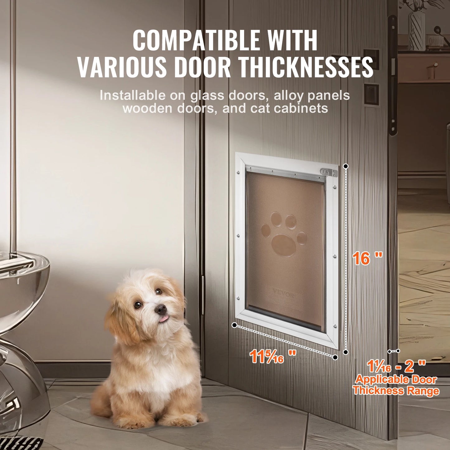 NONEDog Door Aluminum Frame Pet Door With Lock And Flap