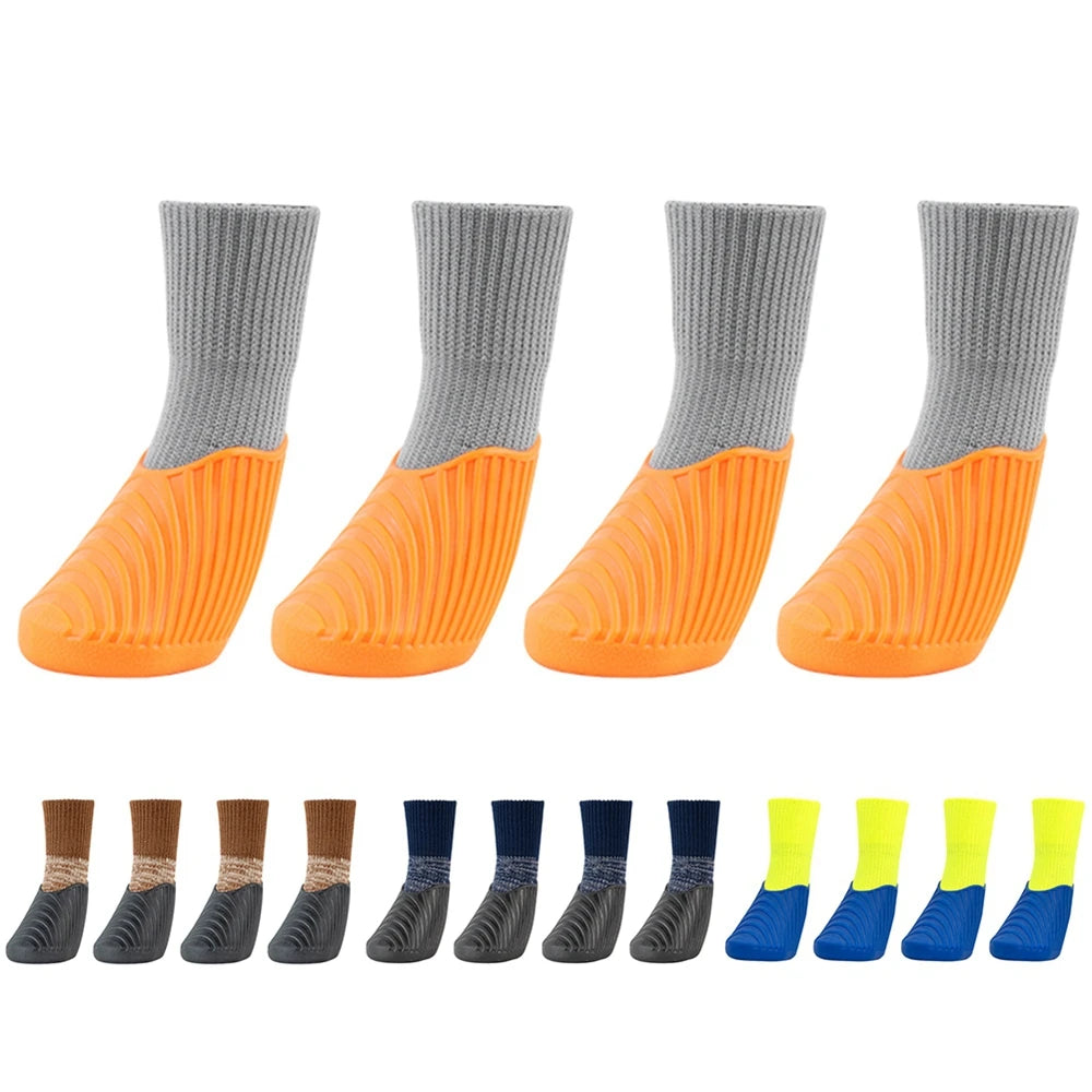 4Pcs Outdoor Pet Dog Boots Dog Shoes Paw Protector Comfortable Waterproof Shoes Anti-slip Boots For Small Medium Large Dogs Cats
