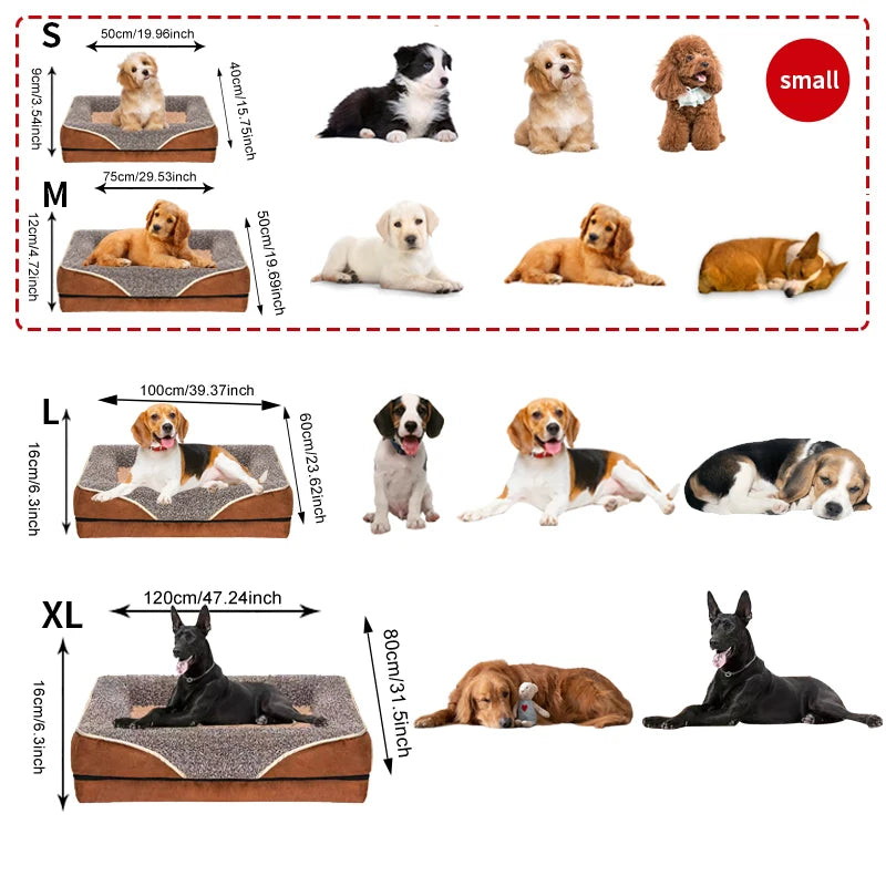 Oversized Removable Washable Dog Bed With Raised Edges