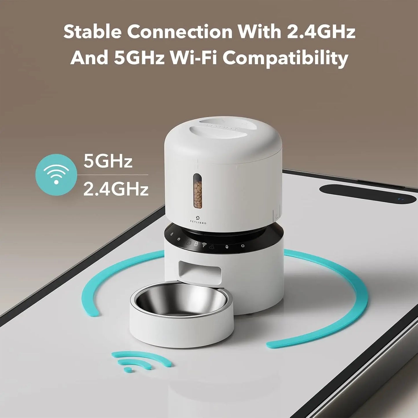 Automatic Pet Feeder with WiFi Control, 3L Capacity, Timed Feeding for Dry Food, Up to 48 Portions Daily, White