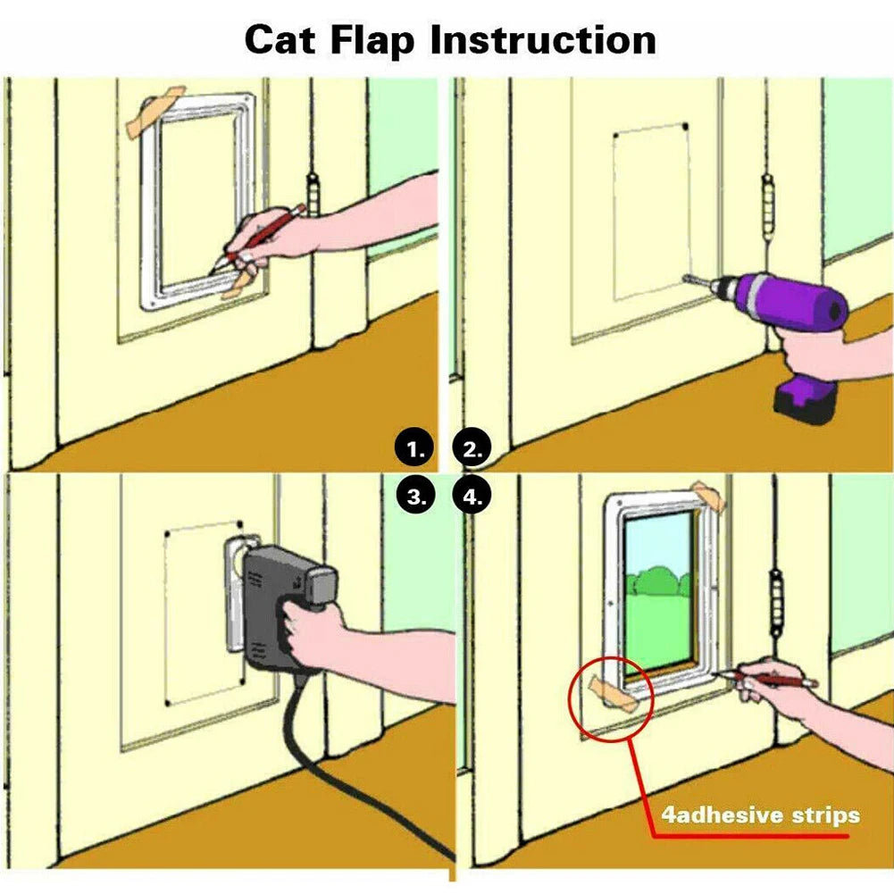 Puppy Kitten Safety Pet Door With 4 Way Security Lock