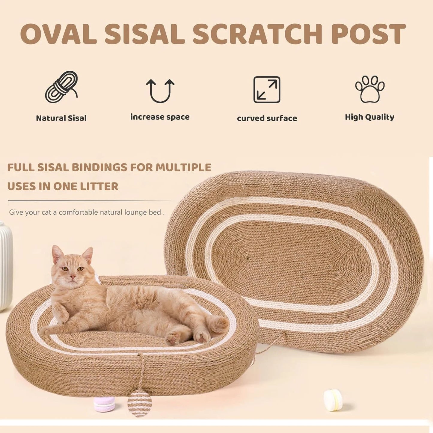 CN Cat Scratching Bed Sisal Scratching Pad Indoor Durable Sofa For Cats Premium Quality Eco Friendly