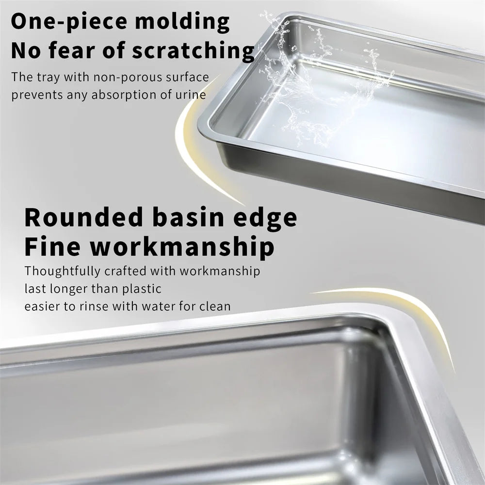 Feature Enclosed Stainless Steel Cat Litter Box With Lid Scoop