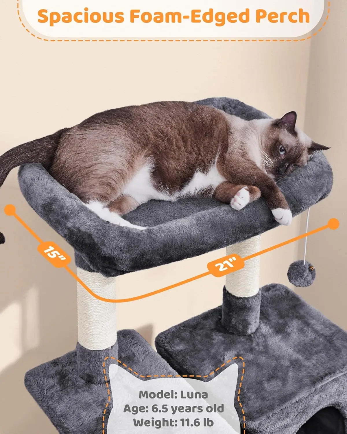 Large Multi-Level Cat Tree, 63 Inches Tall with Scratching Posts, Condo, Hammock, and Play Platform for Cats