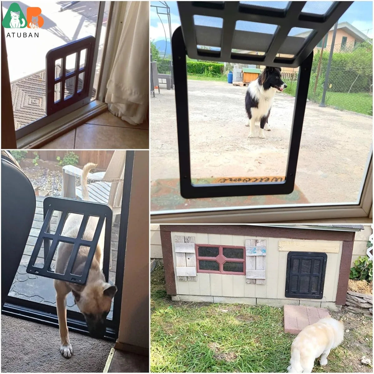 ATUBAN Dog Screen Door Automatic Magnet Close Lockable Durable ABS
