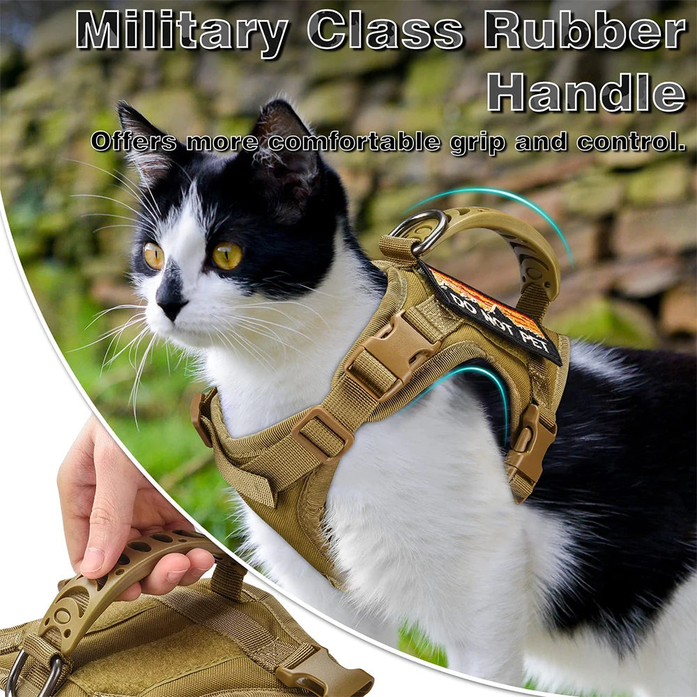 Petravel Tactical Cat Harness With Control Handle Adjustable Military Style For Small Dogs And Cats