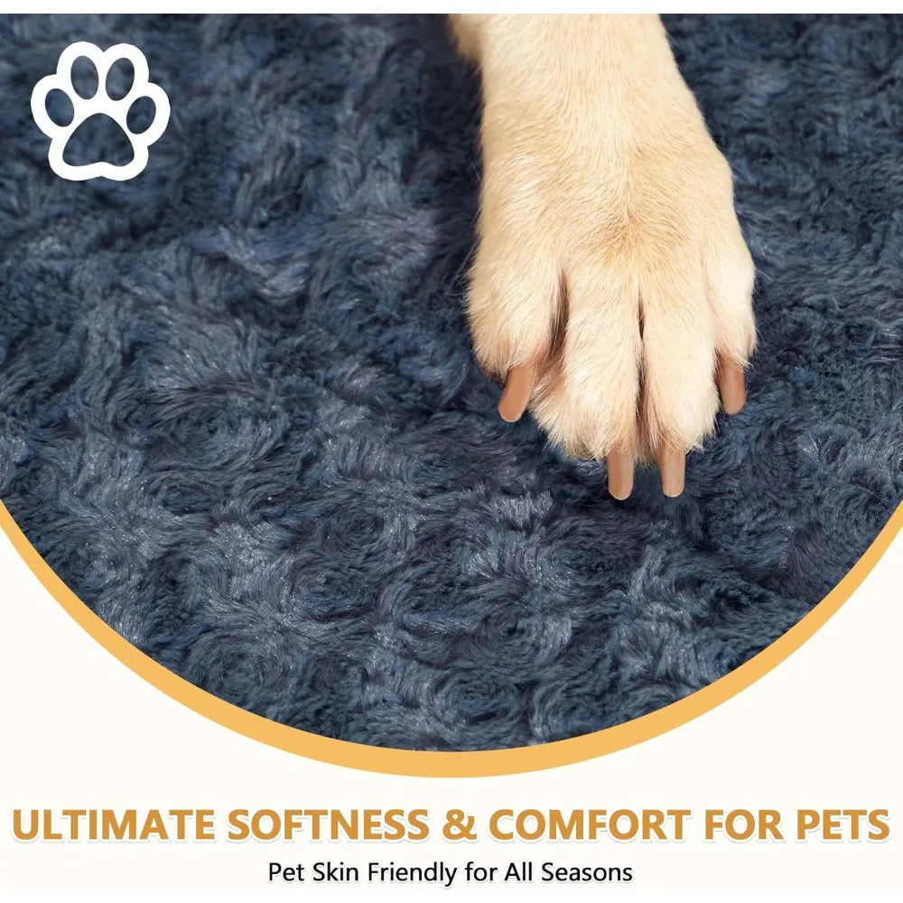 dog bed mat washable reversible dog crate pad soft fluffy pet kennel beds with anti-slip bottom dog cat sleeping mattress for ex