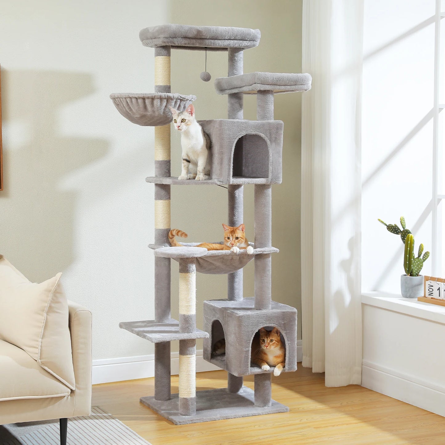 PEQULTICN Cat Tree Indoor Multi Level Tower With Scratching Posts