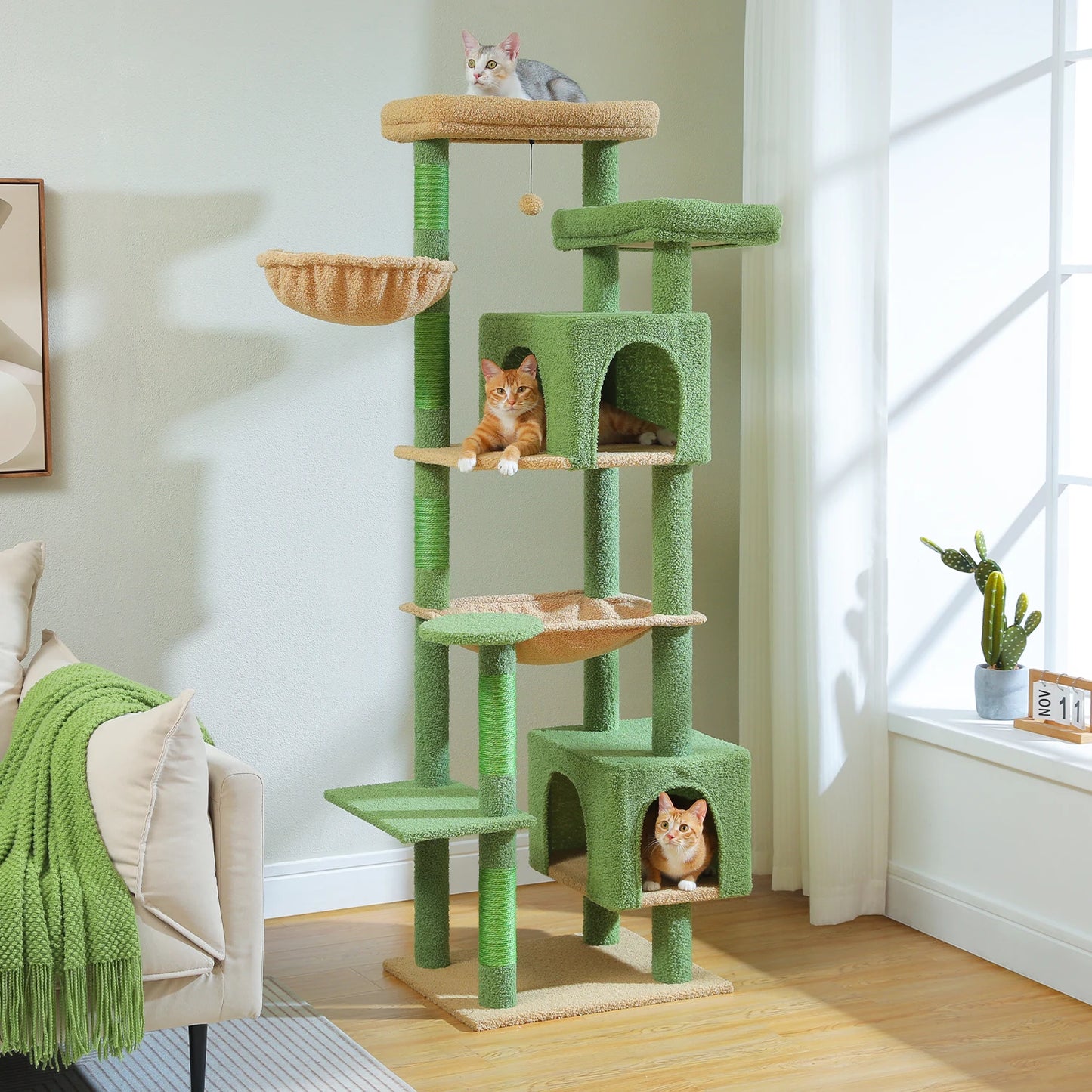 PEQULTICN Cat Tree Indoor Multi Level Tower With Scratching Posts