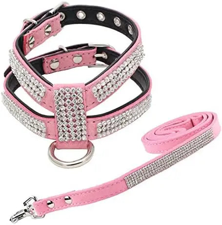 YTYIN Puppy Diamond Bling Harness Leash for Small Dogs