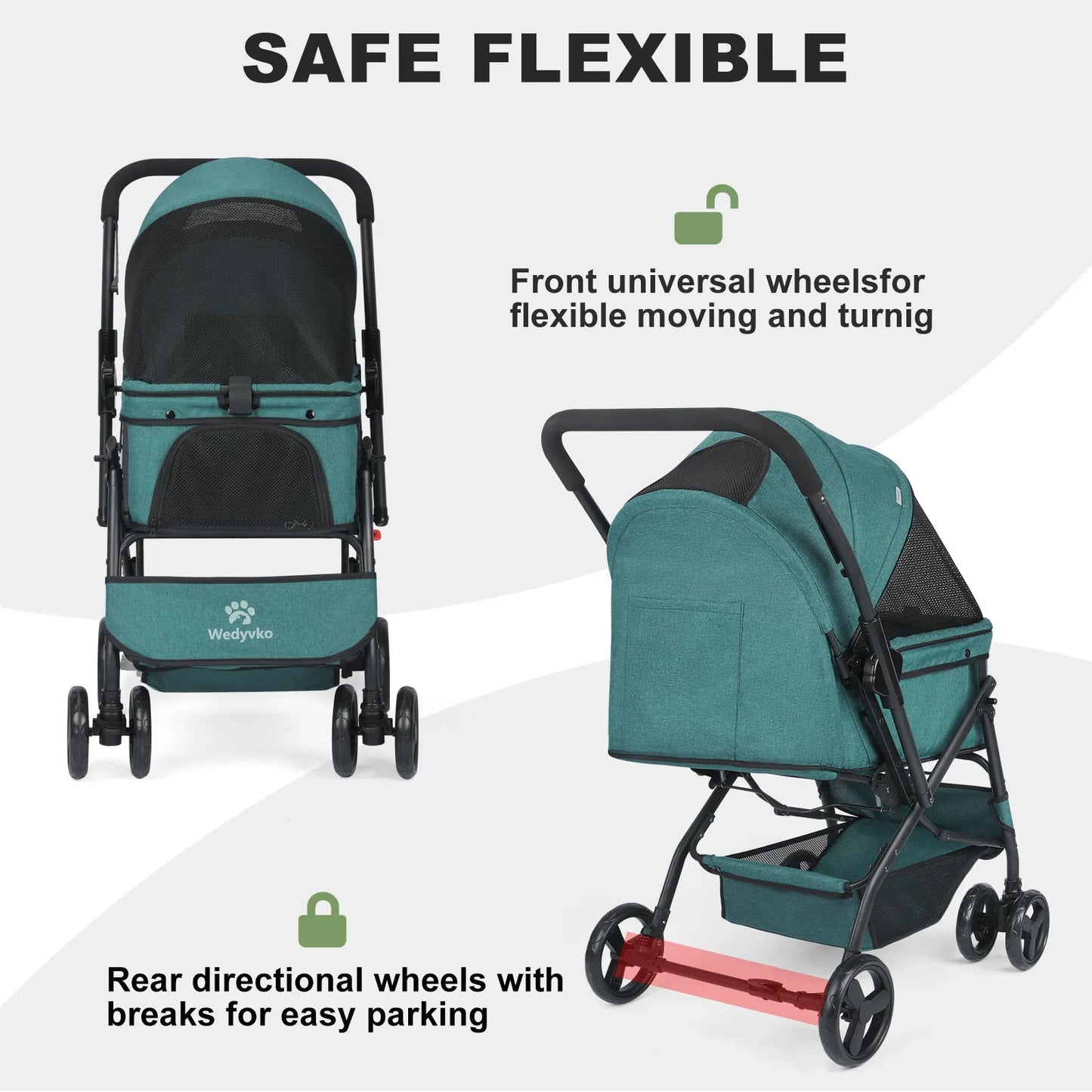 Breed Dog Stroller With Poop Bags And Pouch