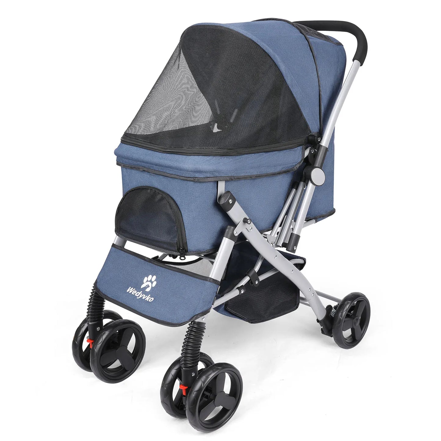 Foldable Cat Dog Stroller  Detachable  Easy Assembly Pet Travel Carrier W/Shock Absorption Folding Resistant to dirt