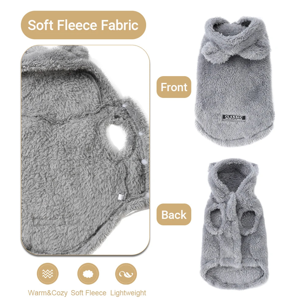 Soft Fleece Hooded Coat for Dogs and Cats Winter Sweater