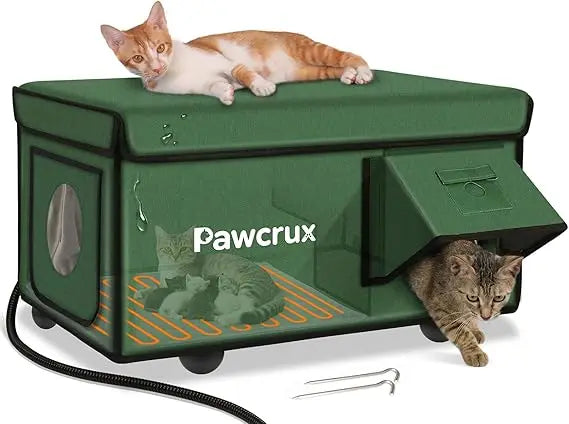 Winter Outdoor Insulated Heated Cat House With Safe Warming Bed