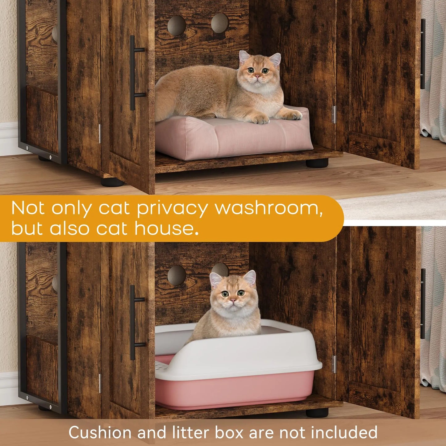 HiMISSCN 2 In 1 Cat Litter Box Enclosure Odor Control