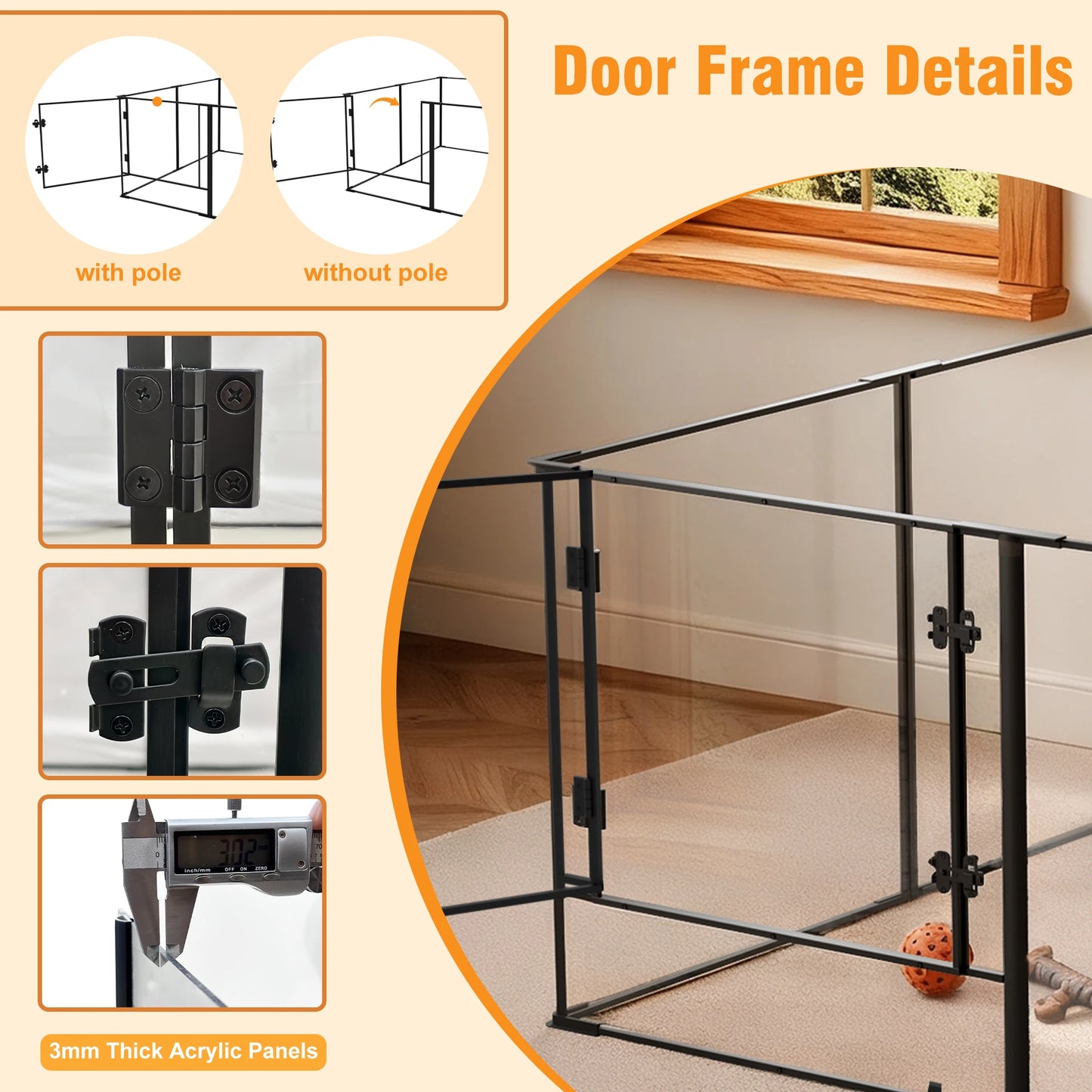 Borwar Acrylic Dog Playpen Enclosure For Indoor Pets And Cats