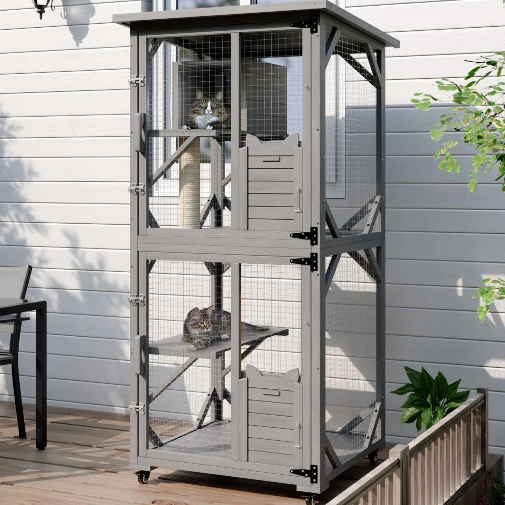 Closure Outdoor Catio Cat Enclosure With Waterproof Roof And Platforms