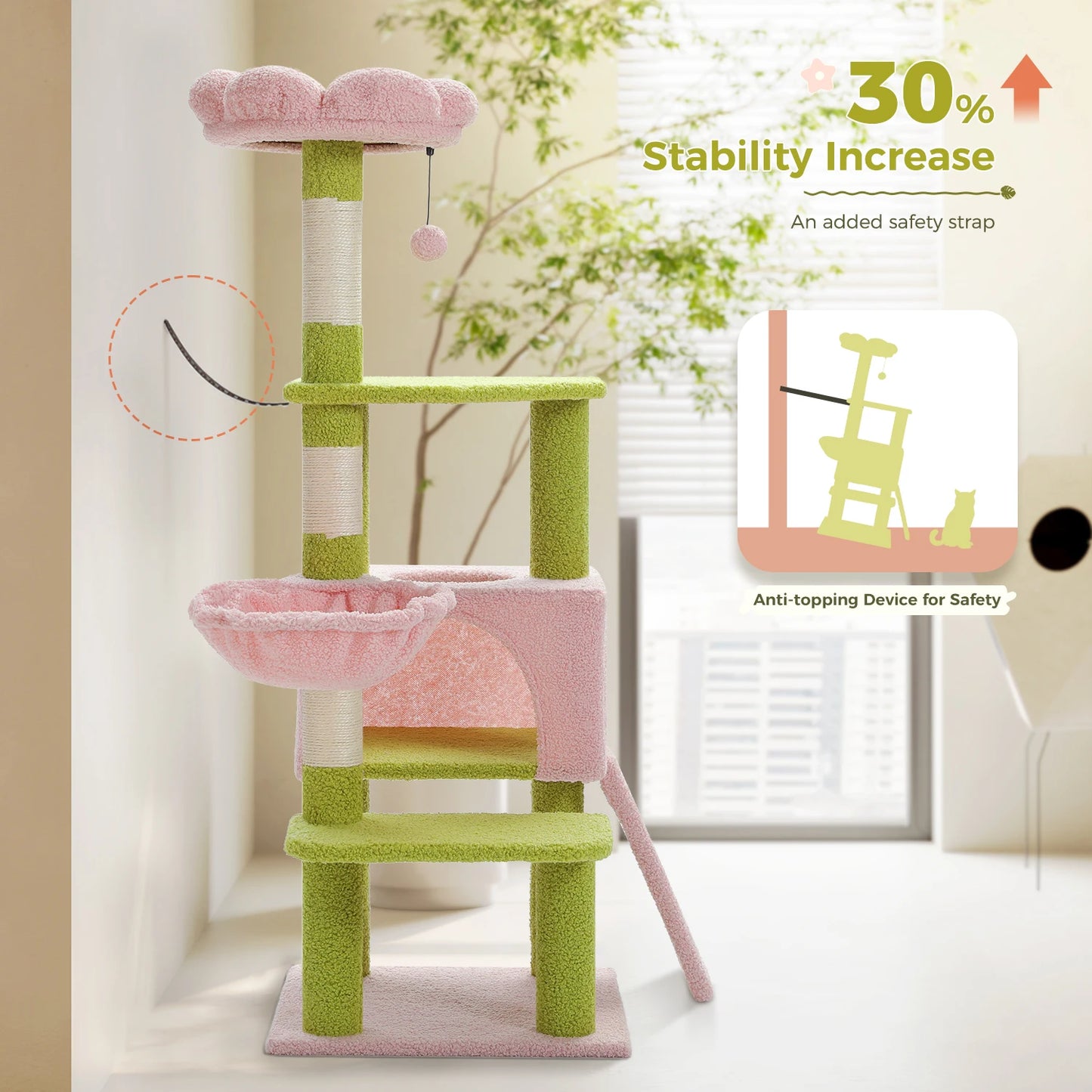 PAWZ Road Flower Cat Tree Multi Level Cat Tower Sisal