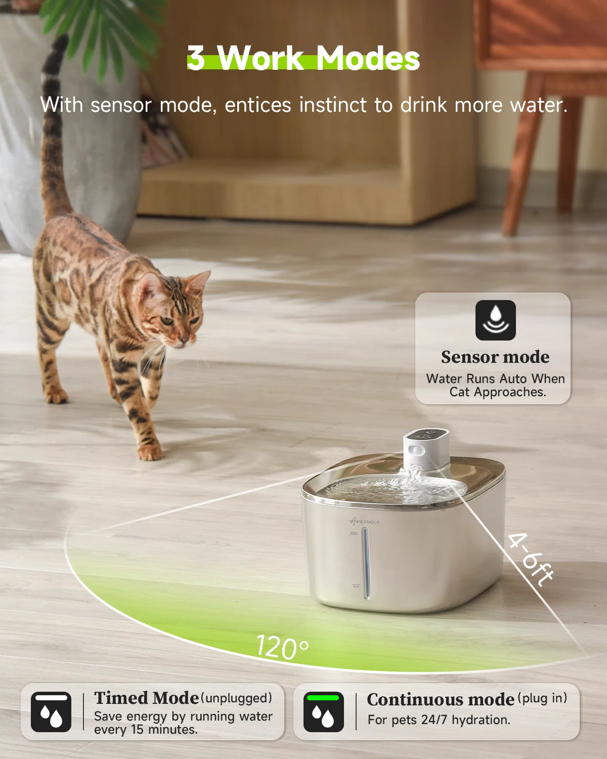APETDOLA Wireless Cat and Dog Water Fountain with Auto Sensor