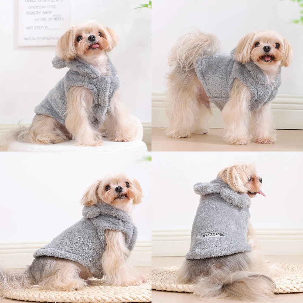 Soft Fleece Hooded Coat for Dogs and Cats Winter Sweater