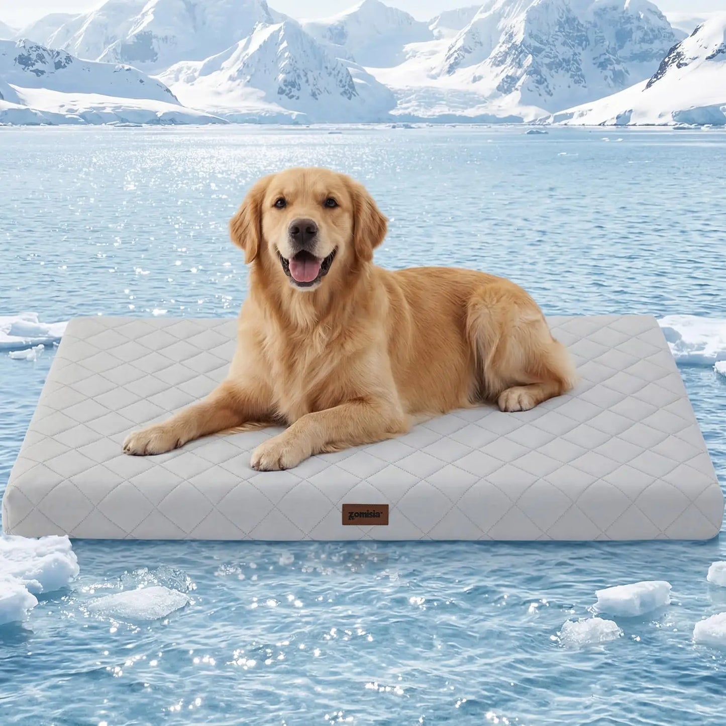 Orthopedic Cooling Dog Bed XXL 47x29in with Removable Washable Cover, Breathable Egg Foam Summer Pad for Crate, Grey